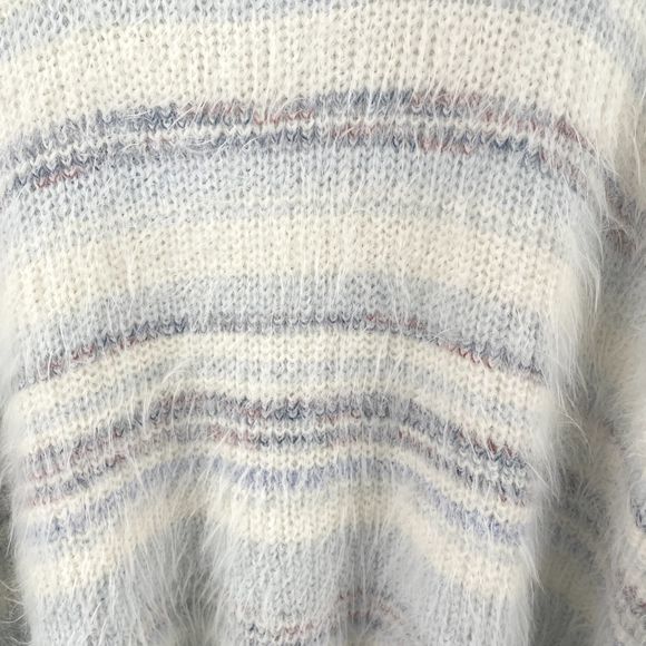 5. Arizona Jean Co Womens Sweater White Gray 2X Acrylic Striped Drop Shoulder - Picture 11 of 12